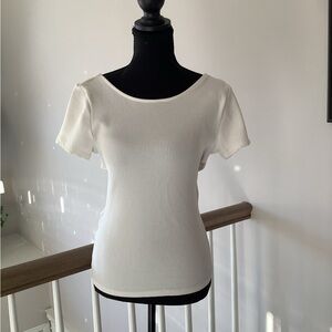 Women’s Ribbed Short Sleeve Tee with Crisscross back